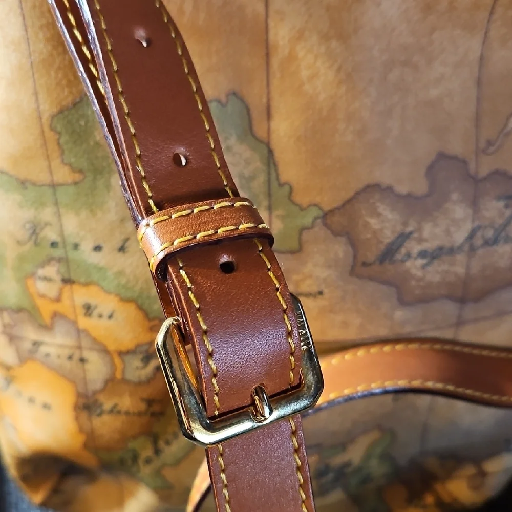 Alviero Martini Tan Map Crossbody Bag - Picture 2 of 10
